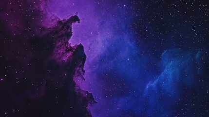 Obraz premium A deep space image of a purple and blue galaxy with stars shining bright in the background
