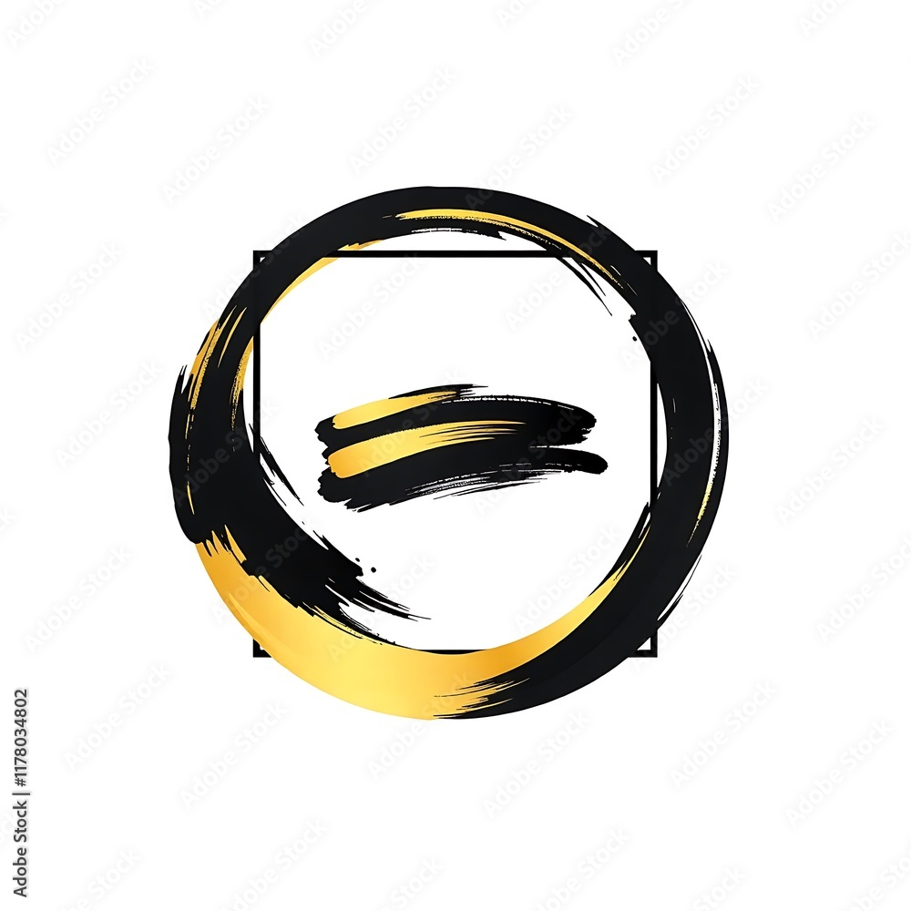 Poster abstract gold and black circle with square frame: a minimalist and elegant design featuring a circul
