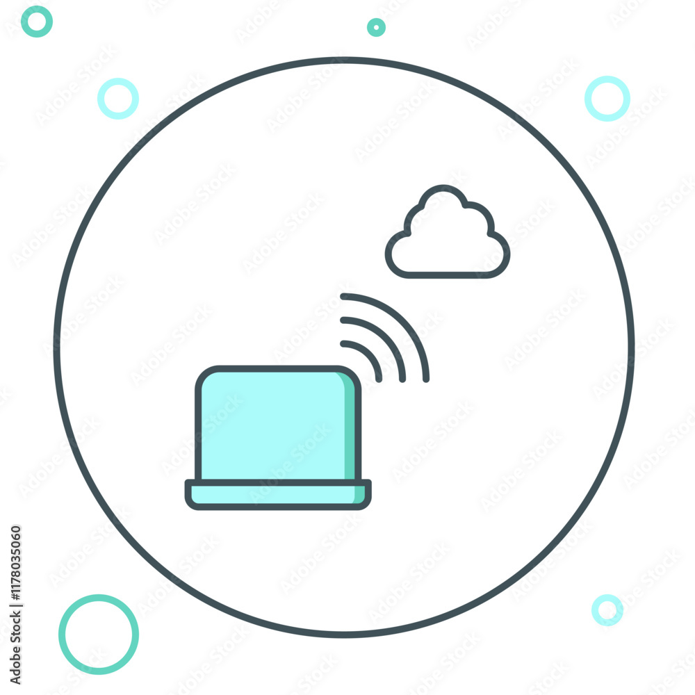 Poster line network cloud connection icon isolated on white background. social technology. cloud computing 
