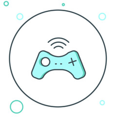 Line Wireless gamepad icon isolated on white background. Game controller. Colorful outline concept. Vector