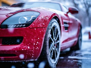 Naklejka premium Premium car wash experience foam soap application for a gleaming vehicle finish