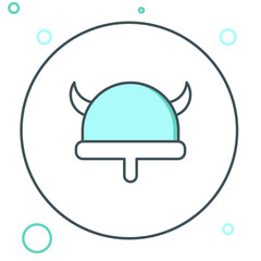 Line Viking in horned helmet icon isolated on white background. Colorful outline concept. Vector