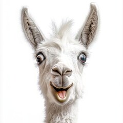 Fototapeta premium Funny donkey smiling on isolated white background. Generated AI