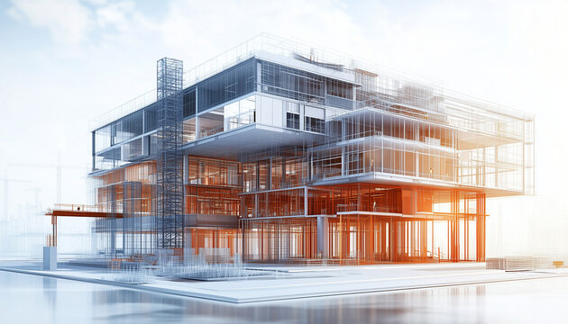 digital model of a modern office building BIM