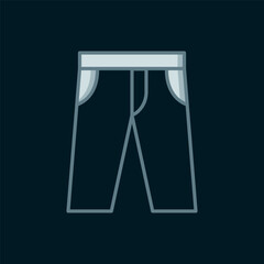 Line Pants icon isolated on black background. Trousers sign. Flat filled outline style with shadow. Vector