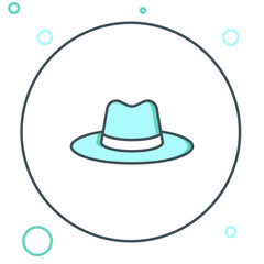 Line Man hat with ribbon icon isolated on white background. Colorful outline concept. Vector