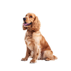 Cocker spaniel sitting and looking happy indoors