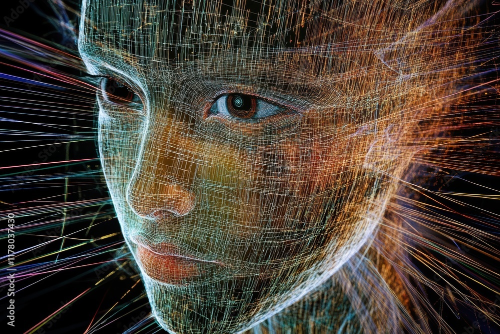 Poster captivating representation of artificial intelligence with vibrant visual effects