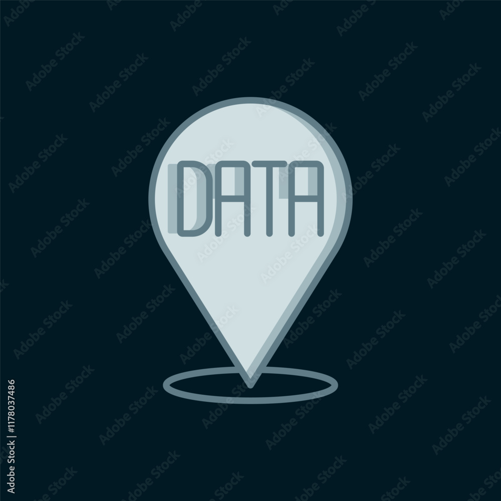 Poster line data analysis icon isolated on black background. business data analysis process, statistics. ch