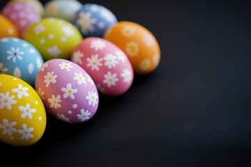 Obraz premium Easter eggs on a dark background