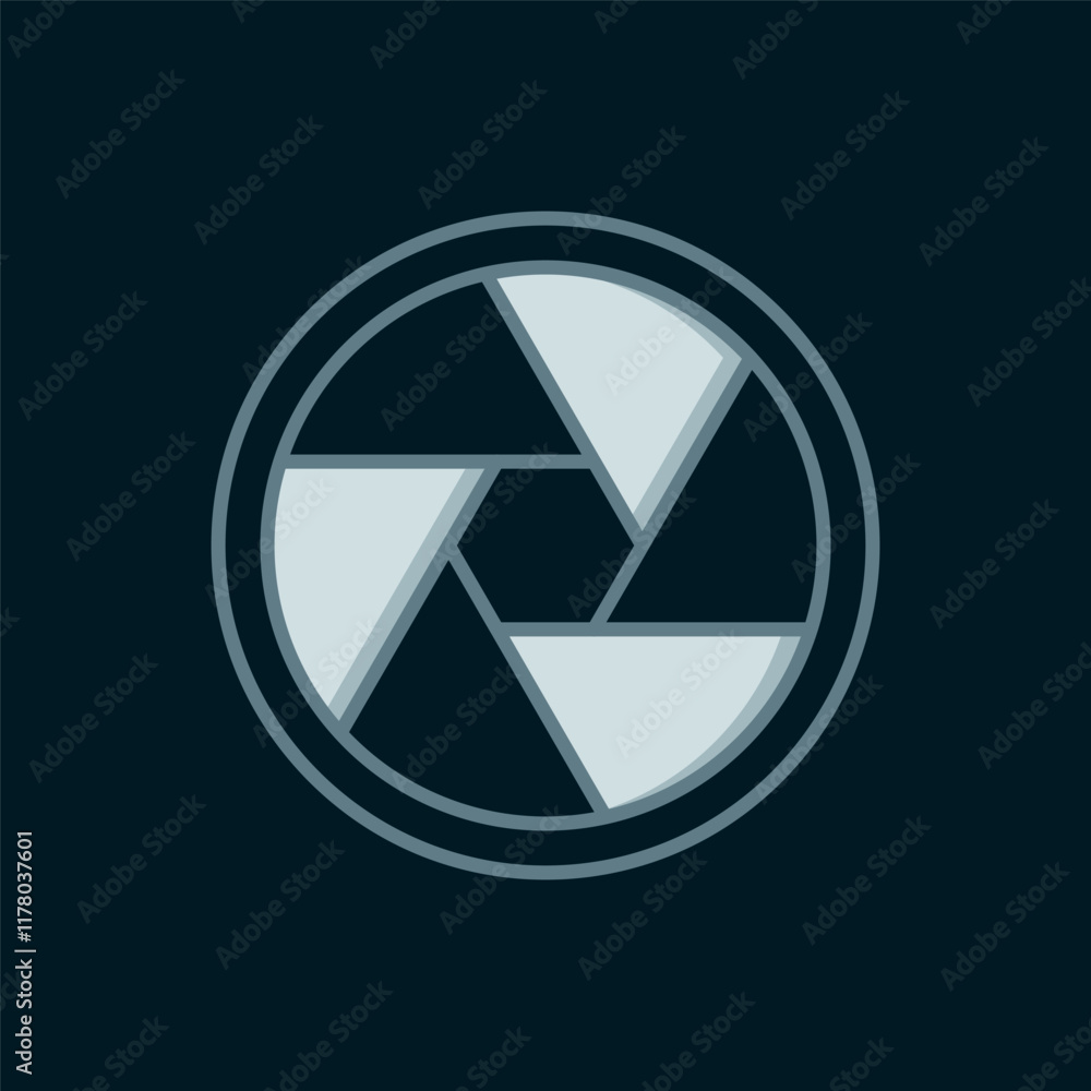 Poster line camera shutter icon isolated on black background. flat filled outline style with shadow. vector