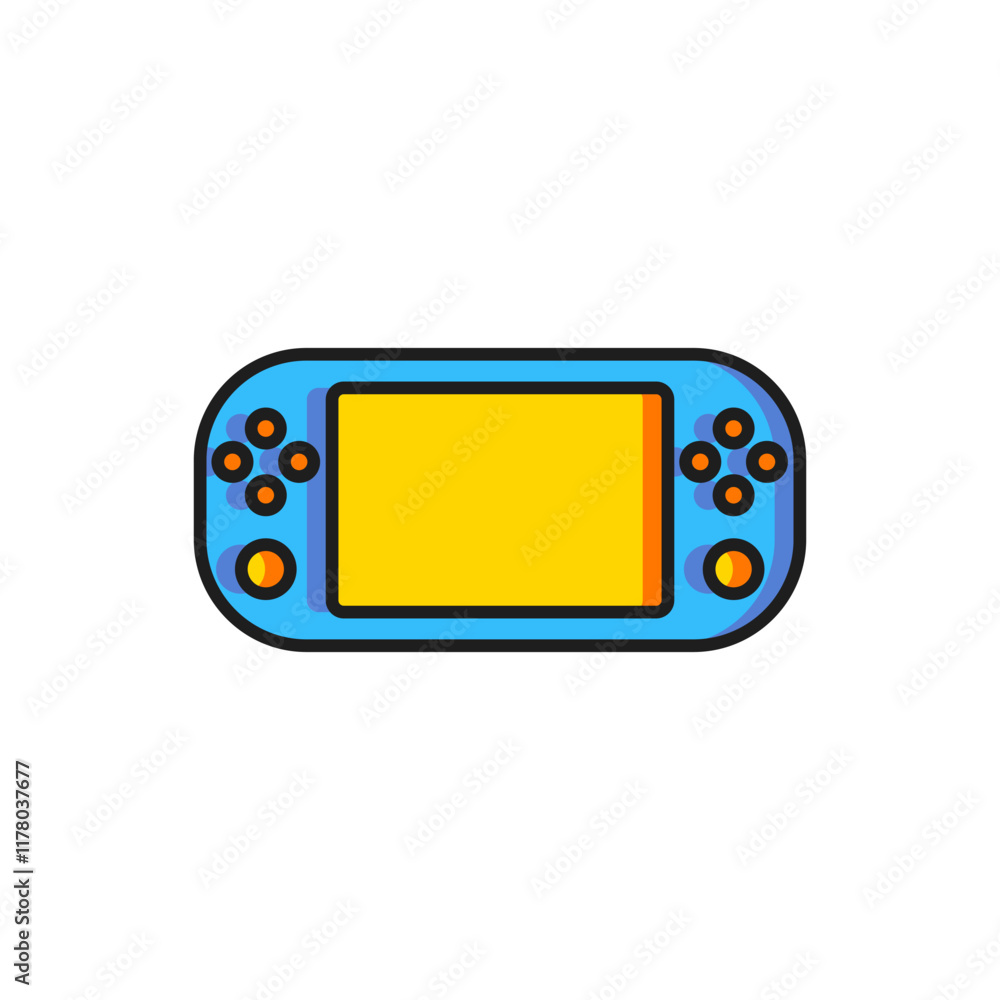 Poster color portable video game console icon isolated on white background. gamepad sign. gaming concept. f