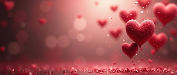 Obraz premium Floating Hearts Valentine's Day Background