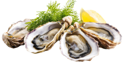Oysters, isolated on transparent background