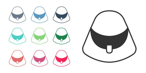 Black Handbag icon isolated on white background. Female handbag sign. Glamour casual baggage symbol. Set icons colorful. Vector