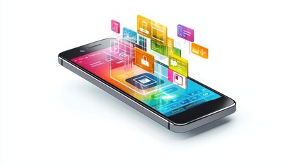 A digital advertisement on a smartphone featuring a product promotion and call to action on a white isolated background