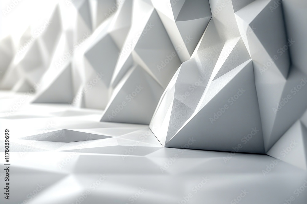 Poster a 3d rendering of a mountain range landscape with peaks and valleys