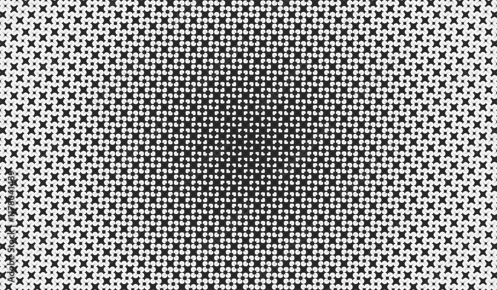 Poster abstract halftone pattern with black and white symmetrical circular design