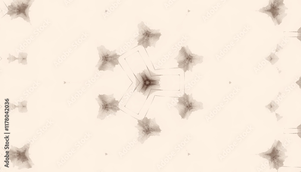 Aufkleber abstract symmetrical pattern design with organic shapes on neutral background