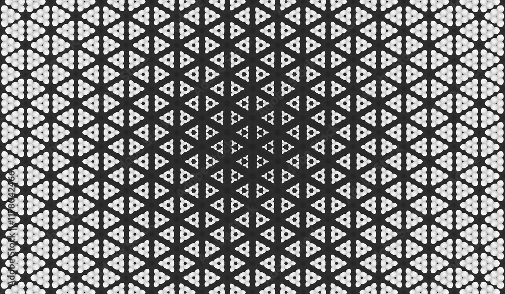 Poster abstract geometric pattern with hexagonal dots in black and white design