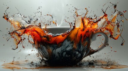 Coffee splashing from a cup.