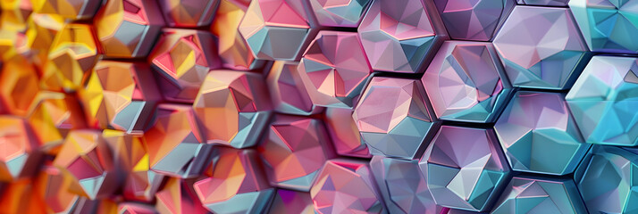 Abstract Hexagon Pattern with Dynamic Colors and Gradient Effects for Modern Design Applications