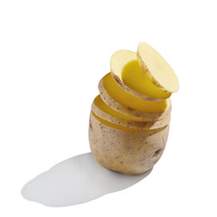 Potato slices isolated on white background