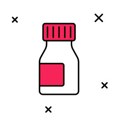 Filled outline Vitamin complex of pill capsule icon isolated on white background. Healthy lifestyle. Vector