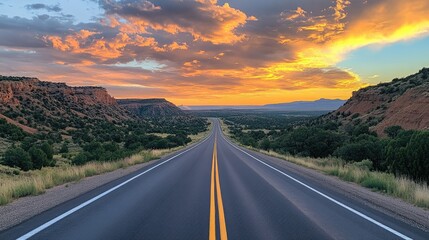 Sunset Highway Drive in the American Southwest