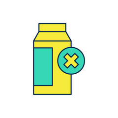 Filled outline Lactose intolerance icon isolated on white background. Not allow milk. Allergy concept, lactose intolerance allergy warning sign. Vector