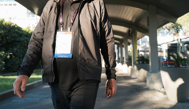 Man Walking to a Convention
