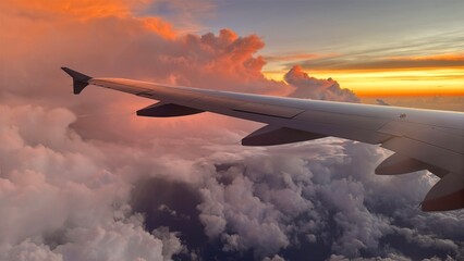 UGC. view from the Samolen window to the clouds and sunset