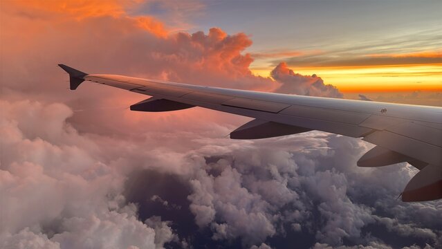 UGC. view from the Samolen window to the clouds and sunset