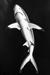 Fototapeta premium A close-up shot of a shark in monochrome tones, suitable for editorial use or as a design element