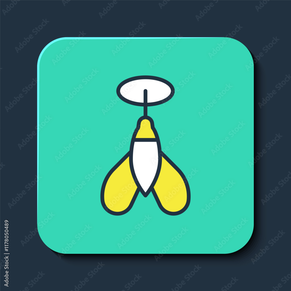 Poster filled outline dart arrow icon isolated on blue background. turquoise square button. vector