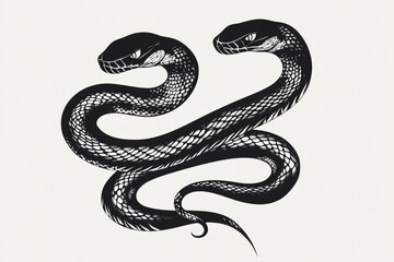 A simple illustration of a snake in monochrome colors