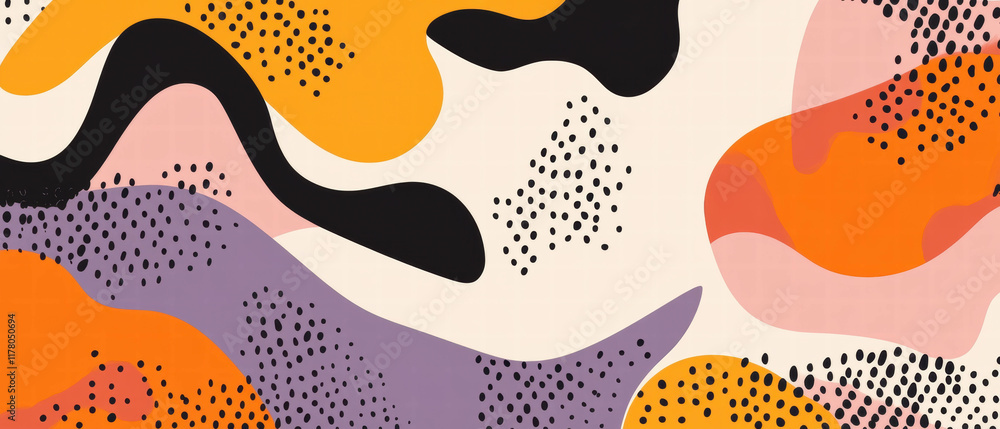 Poster colorful abstract banner design with playful shapes and patterns for creative projects