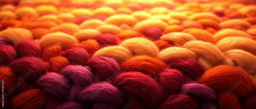 Aufkleber vibrant tapestry of colorful threads showcasing a rich array of warm hues and textures