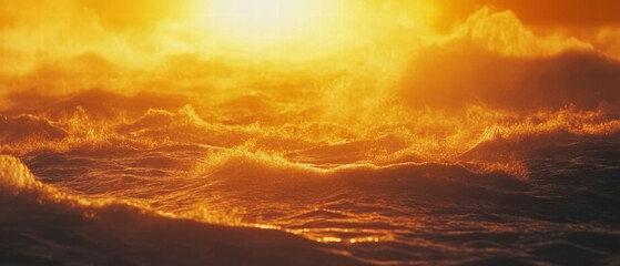 Fototapeta premium Flowing liquid textures create beautiful waves in warm colors during sunset