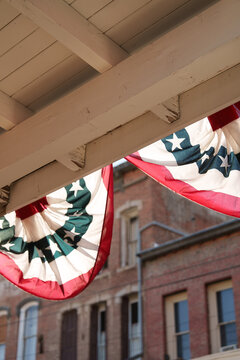 American flag bunting hangs