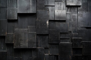 Image of a wall composed of black metal blocks, used in industrial settings