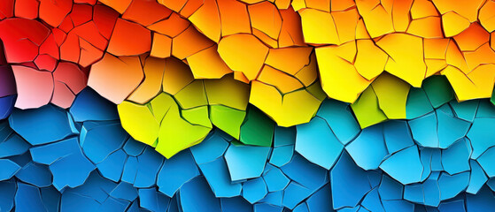 Fototapeta premium Cracked earth texture papercut banner with vibrant colors and detailed patterns