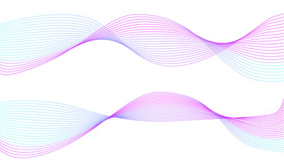 Vector curvy abstract line art wavy flowing dynamic tropical blue white background in concept music or sound, wave, wind, information flow