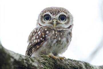 Obraz premium Small owl sitting on top of a tree branch, perfect for wildlife or nature themes