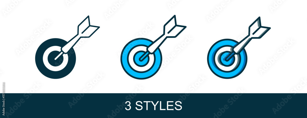 Poster filled outline classic dart board and arrow icon isolated on white background. dartboard sign. game 