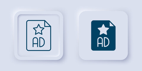 Filled and outline Advertising icon isolated on grey background. Concept of marketing and promotion process. Responsive ads. Social media advertising. Square button. Vector