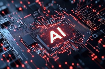 Obraz premium Futuristic Cyber Technology Innovation with AI, Data Mining, and Deep Learning. Cutting-Edge Computer Technologies Concept.