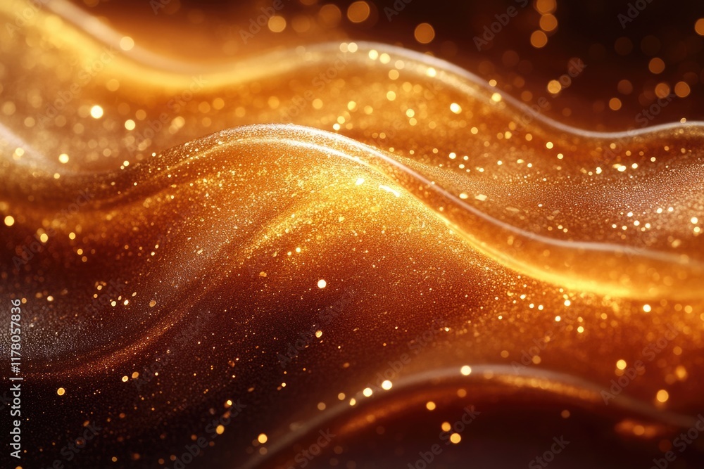 Aufkleber a shimmering golden wave design with sparkles and texture