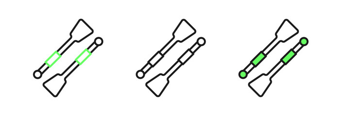 Set line Oars or paddles boat icon isolated on white background. Vector