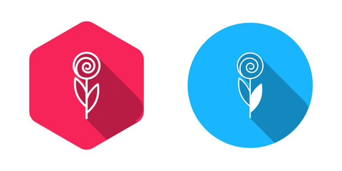Filled and outline Flower icon isolated with long shadow background. 8 March. International Happy Women Day. Vector